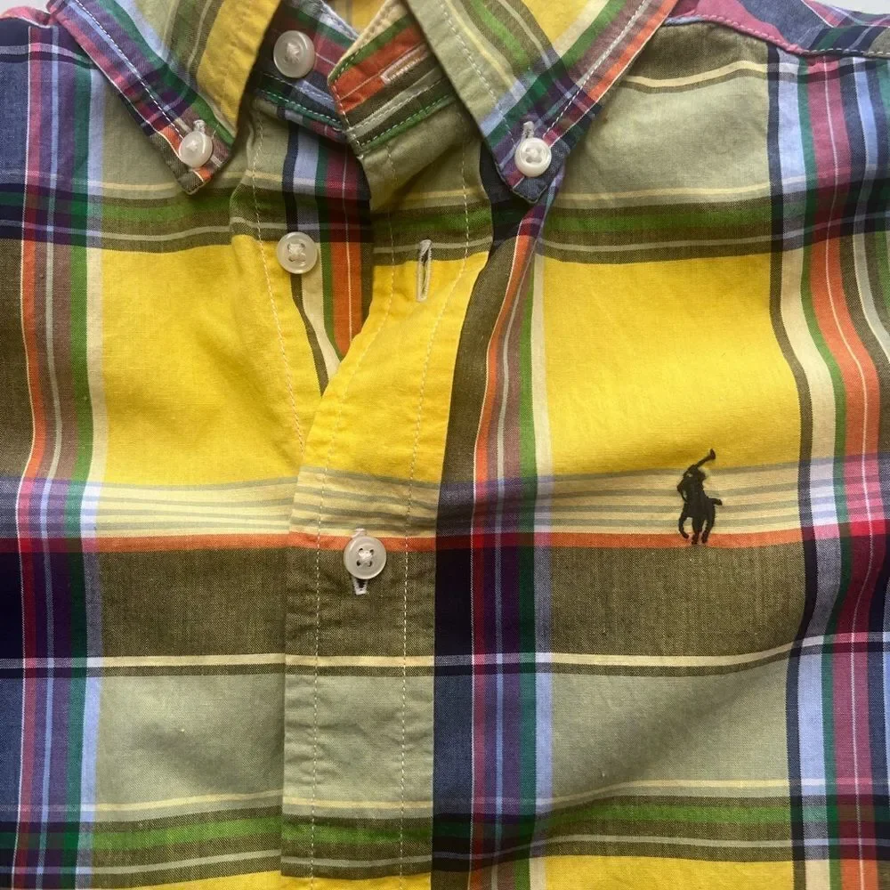 Ralph Lauren  Boys Yellow Plaid Dress Shirt size 5